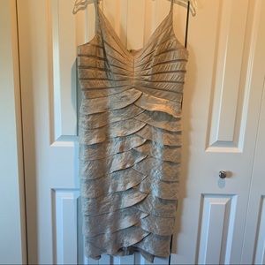 Adrianna Papell Gold Shutter Pleat Cocktail Dress